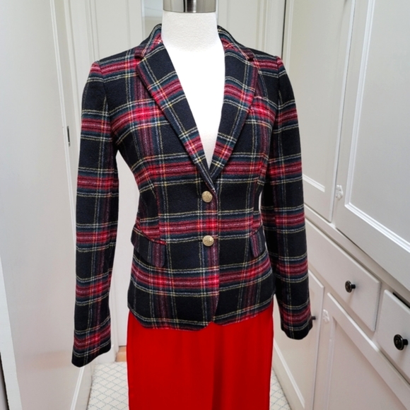 New J.Crew Wool-blend schoolboy blazer Black Tartan Plaid - Picture 5 of 12